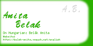 anita belak business card